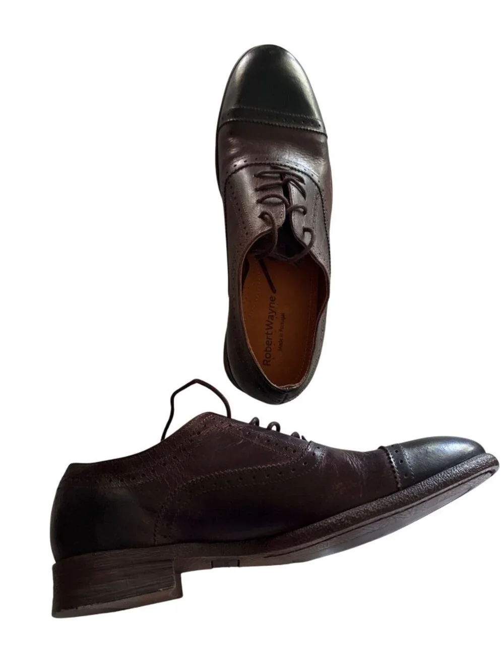 Robert Wayne Mens Brown Leather Oxford Dress Shoes Size 10.5D Made In Portugal